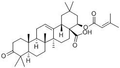 22β-[(3-メチル-1-オキソ-2-ブテニル)オキシ]-3-オキソオレアナ-12-エン-28-酸 化学構造式