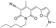 3-Pyridinecarbonitrile,  5-[[5-(dimethylamino)-2-furanyl]methylene]-1-hexyl-1,2,5,6-tetrahydro-4-methyl-2,6-dioxo- 结构式
