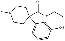 4-(3-ヒドロキシフェニル)-1-メチル-4-ピペリジンカルボン酸エチル 化学構造式