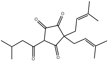 3,3-Bis(3-methyl-2-butenyl)-5-(3-methyl-1-oxobutyl)-1,2,4-cyclopentanetrione Structure