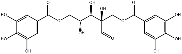 2-[[(3,4,5-トリヒドロキシベンゾイル)オキシ]メチル]-D-リボース5-(3,4,5-トリヒドロキシベンゾアート) 化学構造式