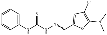 Hydrazinecarbothioamide,  2-[[4-bromo-5-(dimethylamino)-2-furanyl]methylene]-N-phenyl- Structure