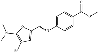 Benzoic  acid,  4-[[[4-bromo-5-(dimethylamino)-2-furanyl]methylene]amino]-,  methyl  ester|