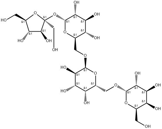 β-D-フルクトフラノシル6-O-[6-O-(α-D-ガラクトピラノシル)-α-D-ガラクトピラノシル]-α-D-グルコピラノシド 化学構造式