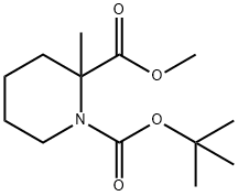 N-BOC-2-メチルピペリジン-2-カルボン酸メチル 化学構造式