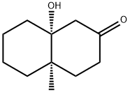 rel-3,4,4a,5,6,7,8,8a-オクタヒドロ-8aα*-ヒドロキシ-4aα*-メチル-2(1H)-ナフタレノン 化学構造式