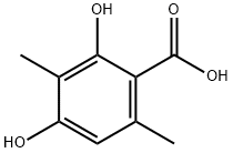 2,4-ジヒドロキシ-3,6-ジメチル安息香酸 化学構造式