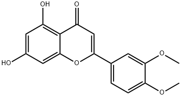 5,7-ジヒドロキシ-3',4'-ジメトキシフラボン 化学構造式