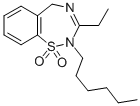 1,2,4-Benzothiadiazepine, 2,5-dihydro-3-ethyl-2-hexyl-, 1,1-dioxide Structure