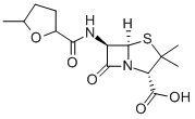 4-Thia-1-azabicyclo(3.2.0)heptane-2-carboxylic acid, 3,3-dimethyl-7-ox o-6-(((tetrahydro-5-methyl-2-furanyl)carbonyl)amino)-, (2S-(2-alpha,5- alpha,6-beta))- 结构式
