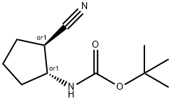 Carbamic acid, [(1R,2R)-2-cyanocyclopentyl]-, 1,1-dimethylethyl ester, rel- Struktur