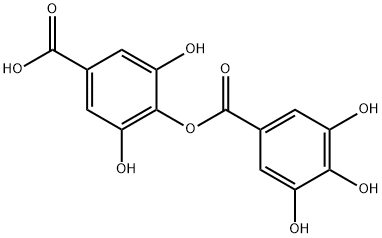 3,5-dihydroxy-4-[(3,4,5-trihydroxybenzoyl)oxy]benzoic acid 化学構造式