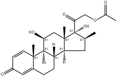 9-Bromo-11,17,21-trihydroxy-16-methylpregna-1,4-diene-3,20-dione-21-acetate 化学構造式