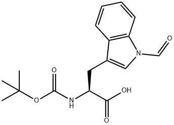Nα-(tert-ブトキシカルボニル)-N1-ホルミル-L-トリプトファン 化学構造式