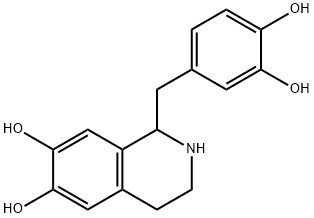 1-(3,4-ジヒドロキシベンジル)-1,2,3,4-テトラヒドロイソキノリン-6,7-ジオール 化学構造式