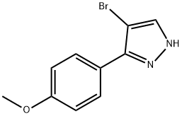 4-ブロモ-5-(4-メトキシフェニル)ピラゾール 化学構造式