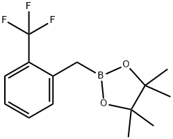 2-[2-(トリフルオロメチル)ベンジル]-4,4,5,5-テトラメチル-1,3,2-ジオキサボロラン 化学構造式