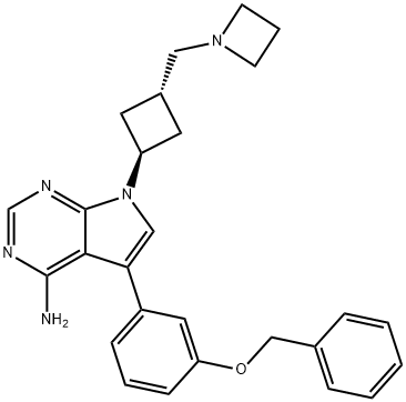 7-[Trans-3-(1-Azetidinylmethyl)cyclobutyl]-5-[3-(phenylmethoxy)phenyl]-7H-pyrrolo[2,3-d]pyrimidin-4-amine Structure