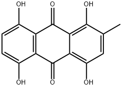 1,4,5,8-テトラヒドロキシ-2-メチル-9,10-アントラキノン 化学構造式