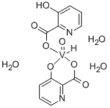 (OC-6-45)  Aqua  (3-hydroxy-2-pyridinecarboxylato-kapaN1,kapaO2)[3-(hydroxy-kapaO)-2-pyridinecarboxylato(2-)-kapaO2]oxo-vanadate(1-),  hydrogen,  trihydrate Structure