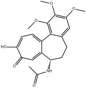 N-[(7S)-5,6,7,9-テトラヒドロ-10-ヒドロキシ-1,2,3-トリメトキシ-9-オキソベンゾ[a]ヘプタレン-7-イル]アセトアミド 化学構造式