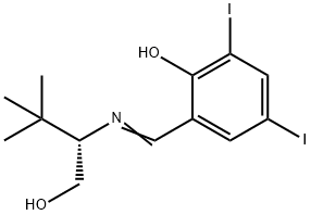 2-[[[(1S)-1-(羟甲基)-2,2-二甲基丙基]亚胺]甲基]-4,6-二碘苯酚 结构式