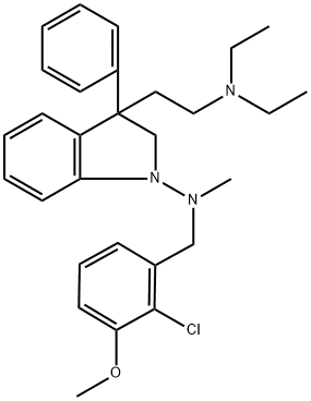 1-[(2-Chloro-3-methoxybenzyl)methylamino]-3-[2-(diethylamino)ethyl]-3-phenylindoline 结构式