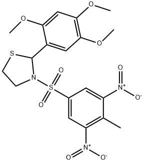 Thiazolidine, 3-[(4-methyl-3,5-dinitrophenyl)sulfonyl]-2-(2,4,5-trimethoxyphenyl)- (9CI) 结构式