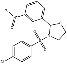 Thiazolidine, 3-[(4-chlorophenyl)sulfonyl]-2-(3-nitrophenyl)- (9CI) 结构式