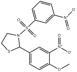 Thiazolidine, 2-(4-methoxy-3-nitrophenyl)-3-[(3-nitrophenyl)sulfonyl]- (9CI) Structure