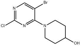 1-(5-bromo-2-chloropyrimidin-4-yl)piperidin-4-ol Struktur