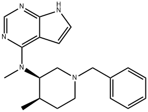N-((3R,4R)-1-benzyl-4-methylpiperidin-3-yl)-N-methyl-7H-pyrrolo[2,3-d]pyrimidin-4-amine Struktur