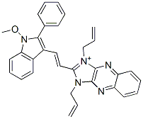 1,3-Diallyl-2-[2-(1-methoxy-2-phenyl-1H-indole-3-yl)ethenyl]-1H-imidazo[4,5-b]quinoxaline-3-ium 结构式