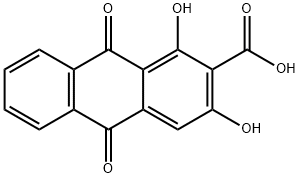 9,10-ジヒドロ-9,10-ジオキソ-1,3-ジヒドロキシアントラセン-2-カルボン酸 化学構造式