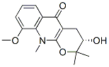 (3S)-2,3,4,10-テトラヒドロ-3-ヒドロキシ-9-メトキシ-2,2,10-トリメチル-5H-ピラノ[2,3-b]キノリン-5-オン 化学構造式