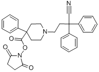 N-[[[1-(3-シアノ-3,3-ジフェニルプロピル)-4-フェニル-4-ピペリジニル]カルボニル]オキシ]スクシンイミド 化学構造式