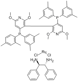 二氯[(R)-(+)-2,2',6,6'-四甲氧基-4,4'-双(二(3,5-二甲苯基)膦基)-3,3'-联吡啶][(1R,2R)-(+)-1,2-二苯基乙二胺]合钌(II),478308-93-9,结构式