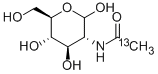 N-[2-13C]アセチル-D-グルコサミン 化学構造式