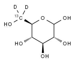 D-グルコース-6-13C-6-C-D2 化学構造式