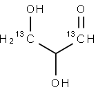 DL-グリセルアルデヒド-1,3-13C2 (〜 0.1M SOLUTION) 化学構造式