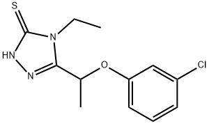 5-[1-(3-クロロフェノキシ)エチル]-4-エチル-4H-1,2,4-トリアゾール-3-チオール 化学構造式