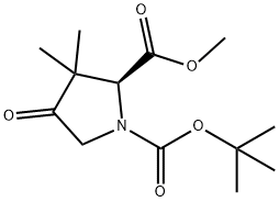 1-tert-butyl 2-methyl (2S)-3,3-dimethyl-4-oxopyrrolidine-1,2-dicarboxylate Struktur