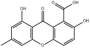 2,8-Dihydroxy-6-methyl-9-oxo-9H-xanthene-1-carboxylic acid Struktur