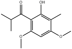 1-(2-ヒドロキシ-4,6-ジメトキシ-3-メチルフェニル)-2-メチル-1-プロパノン 化学構造式