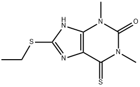 8-(エチルチオ)-6,7-ジヒドロ-1,3-ジメチル-6-チオキソ-1H-プリン-2(3H)-オン 化学構造式