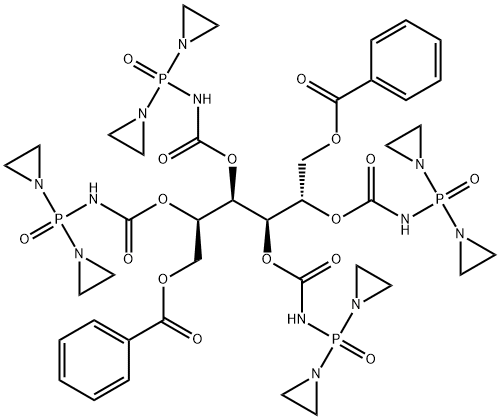 [(2R,3R,4R,5S)-6-benzoyloxy-2,3,4,5-tetrakis(diaziridin-1-ylphosphoryl carbamoyloxy)hexyl] benzoate Structure