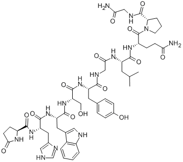 PYR-HIS-TRP-SER-TYR-GLY-LEU-GLN-PRO-GLY-NH2, 47922-48-5, 结构式