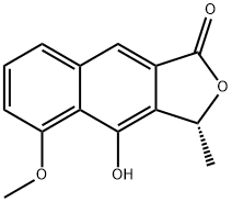 (R)-4-ヒドロキシ-5-メトキシ-3-メチルナフト[2,3-c]フラン-1(3H)-オン 化学構造式