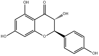 (2R)-2,3-ジヒドロ-3β,5,7-トリヒドロキシ-2-(4-ヒドロキシフェニル)-4H-1-ベンゾピラン-4-オン 化学構造式