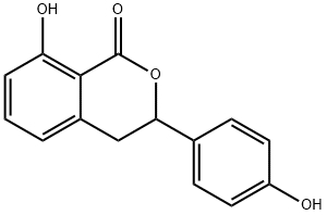 3-(4-ヒドロキシフェニル)-8-ヒドロキシイソクロマン-1-オン 化学構造式